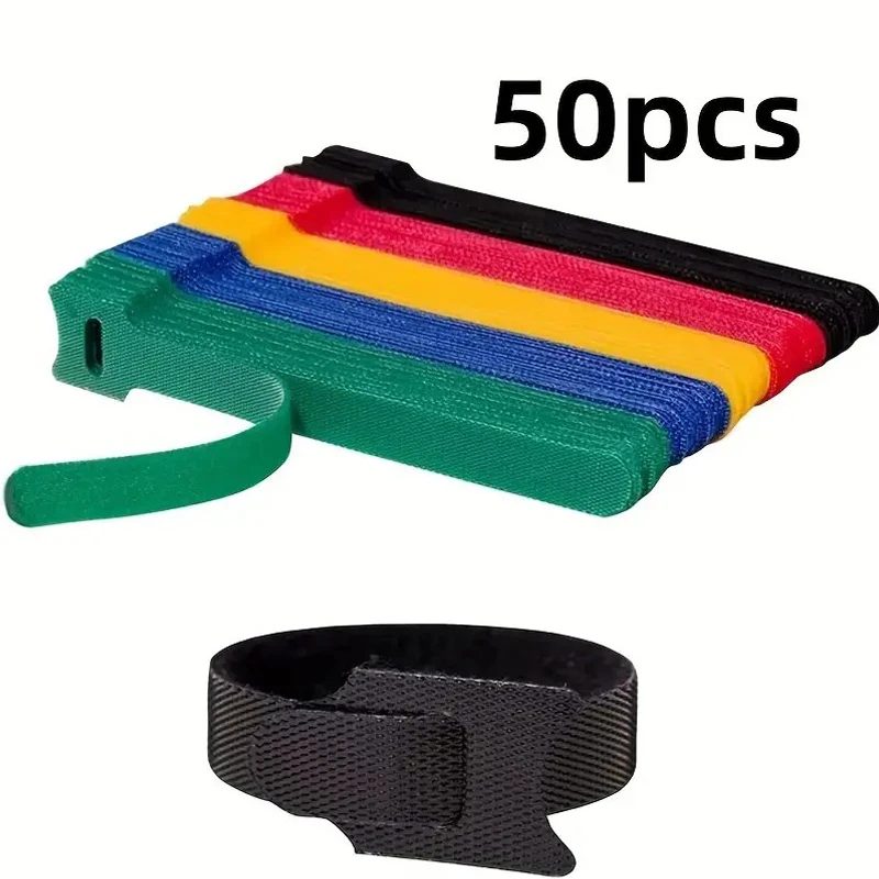 Gear Tie Reusable - 50pcs Reusable Hook และ LOOP CABLE