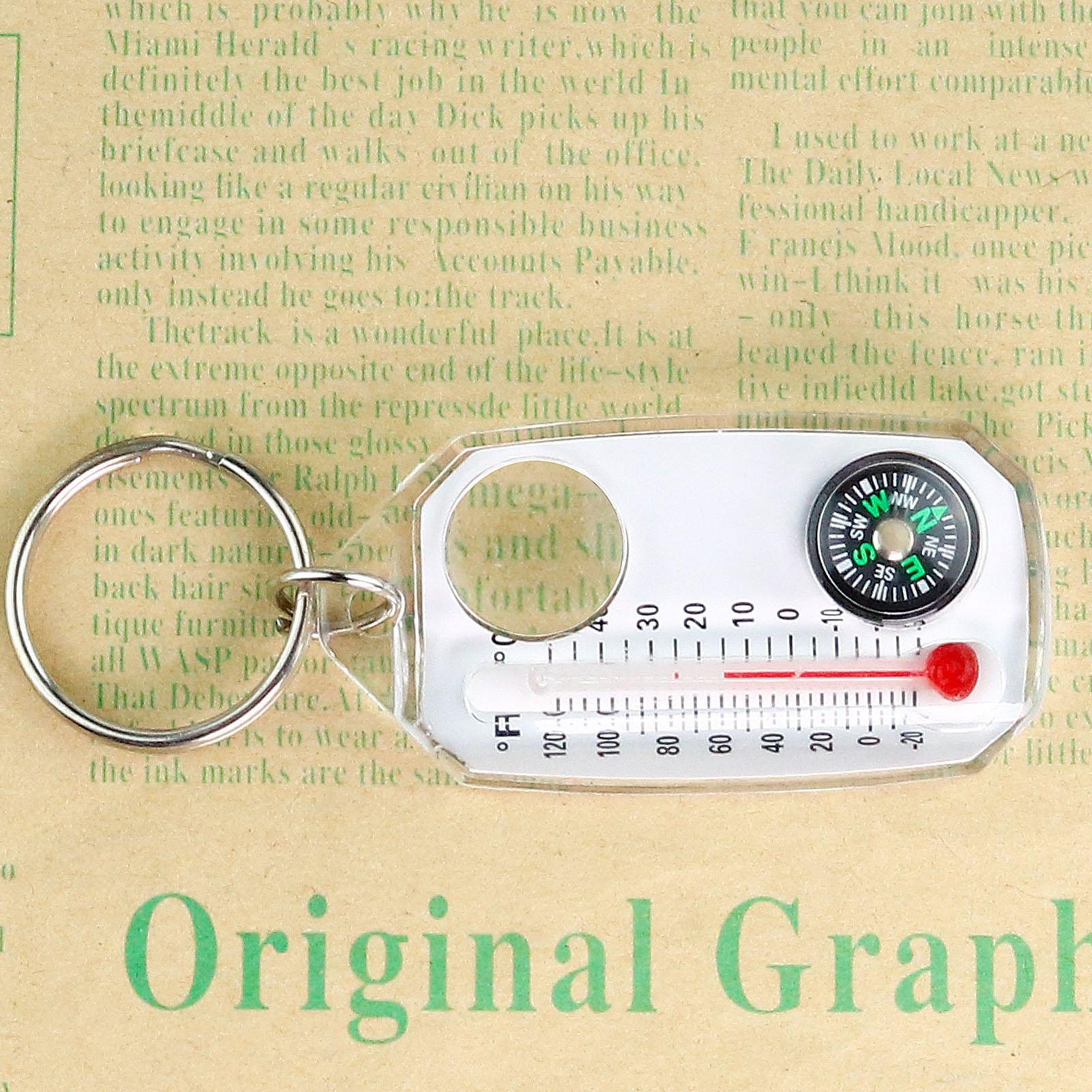 Compass Keychain Mini - เข็มทิศเอาชีวิตรอด 3in1 แบบพกพาอเนกประสงค์ พวงกุญแจขนาดเล็ก เข็มทิศสำหรับตั้งแคมป์ อ่านค่าได้ชัดเจน