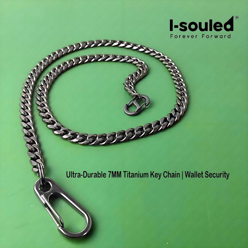 Wallet Slim Titanium - I-souled สายคล้องกระเป๋าเงินไทเทเนียม 7 มม. พร้อมตะขอเกี่ยวแบบรวดเร็ว -