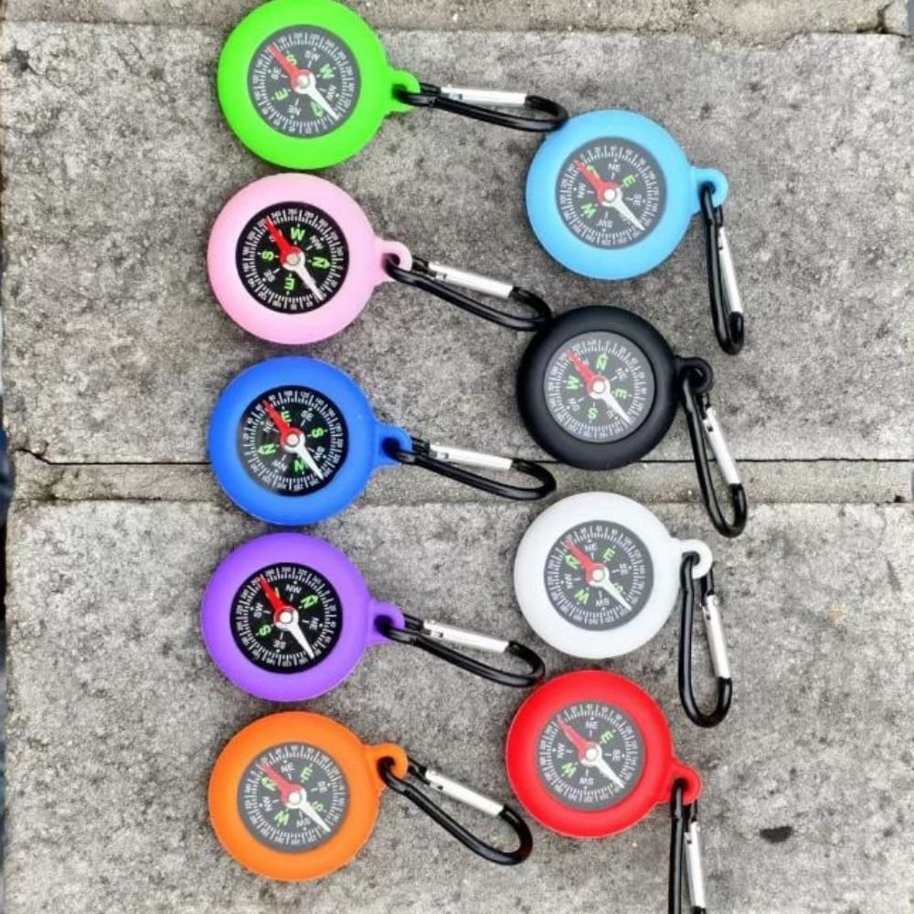 Compass Keychain Mini - เข็มทิศขนาดเล็กสำหรับเอาตัวรอดกลางแจ้งพร้อมคาราบิเนอร์ 9 สี พวงกุญแจสำหรับตั้งแคมป์ ขนาด 88*42