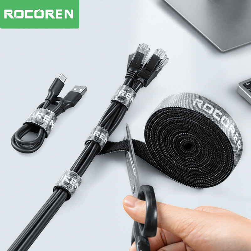 Gear Tie Reusable - สายรัดจัดระเบียบสายเคเบิล Rocoren สายรัดแบบถอดได้ สายรัดแบบตัดได้ สายรัดสำหรับยึดสายเคเบิล ใช้ซ้ำได้สำหรับการจัดการเชือกและสายเคเบิล